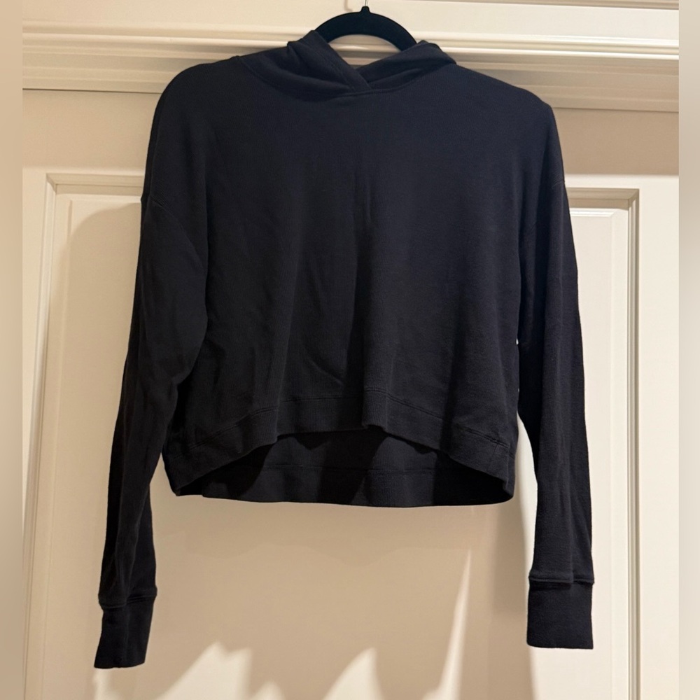 Athleta Cropped Hoodie Soft Light Sweatshirt - Black - XXS - Worn Once
